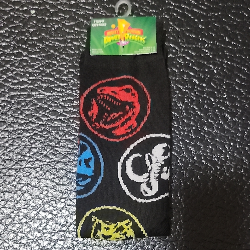 Mighty Morphin Power Ranger Black and Red Reptile Figure Casual Socks